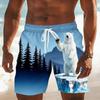 Men's Classic Retro Wild Animal Print Casual Shorts - Eagle Cougar Polar Bear Tiger Rhino Print Beach Shorts For Summer Vacation
