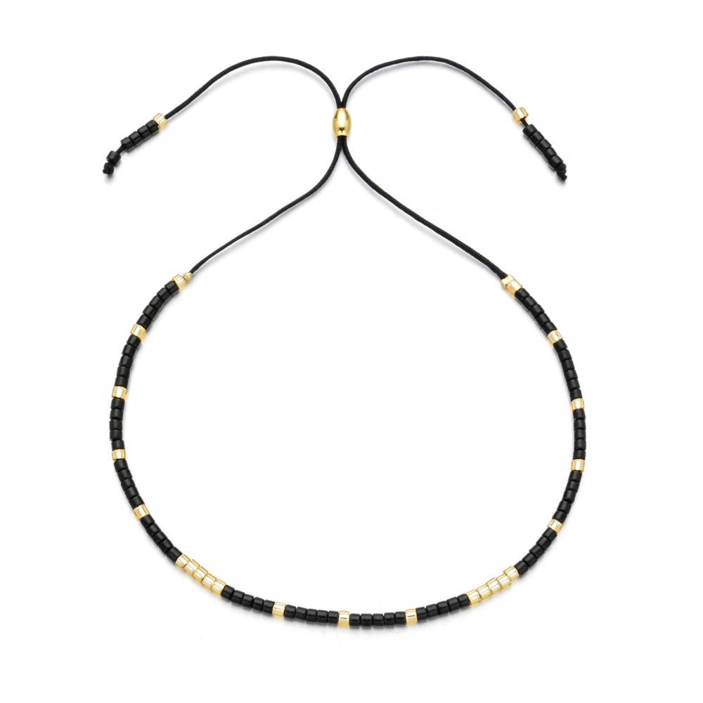 Trendy Deep Blue & Gold Rice Bead Pearl Hand Bracelet: Niche Design Women's Fashion Accessory