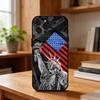 Statue L-Liberty America USA Flag Phone Case For iPhone17,16,15,14,13,12,Plus,Pro Max, 5G Others Soft Black Cover