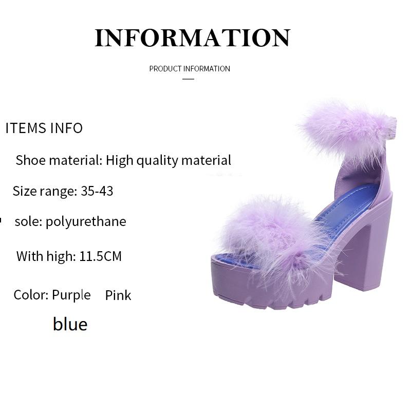 Fashion Women's Sandals Very High Heels Platform Roman Shoes Elegant Woman Heeled Fluffy Sexy Comfortable Pole Dance New