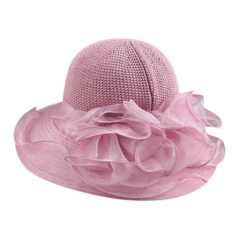 New Organza Knitted Bucket Hat Ladies Mother Summer Vacation Sun Protection Beach Hat Outdoor Shade Basin Hat