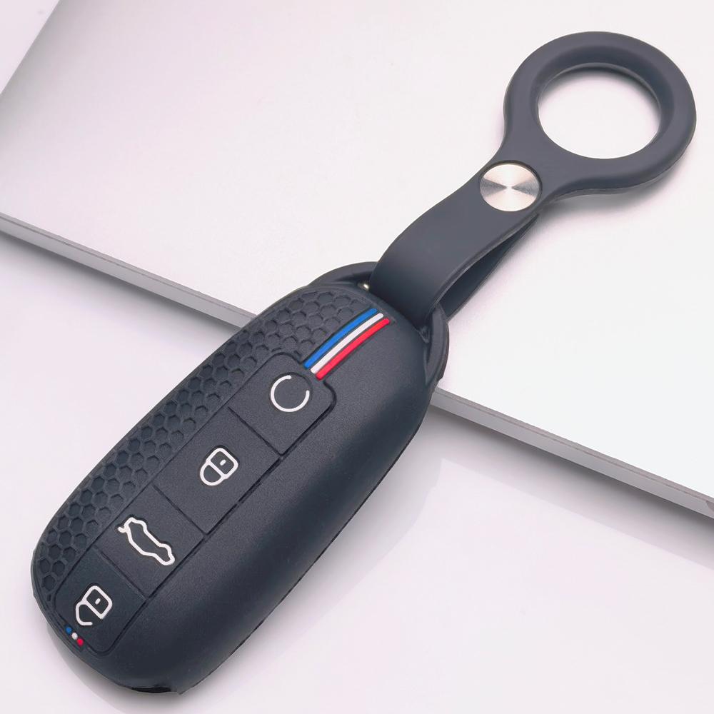 Anti Lost Silicone Keychain Lanyard for Chery Tiggo 7 Pro Arrizo 8 OMODA 5 Jetour with Keychain Honeycomb Texture Racing Stripe Car Remote Key Sleeve чёрный