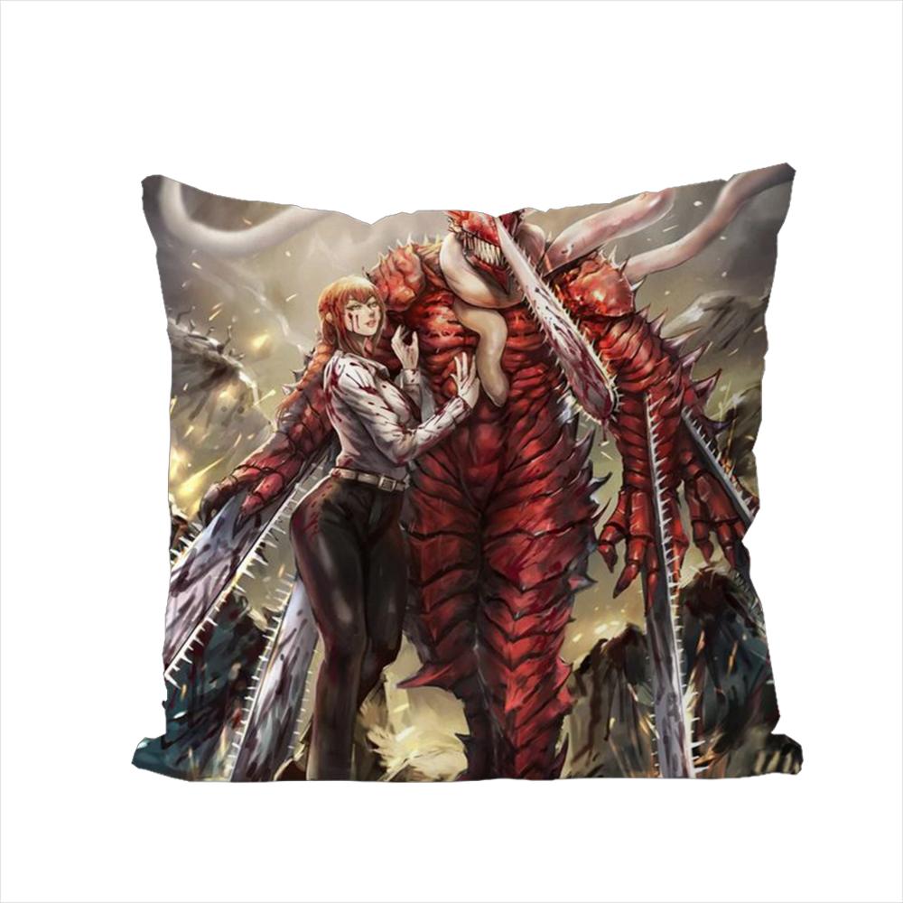 Chainsaw Man Pillow Case For Car Sofa Decorative Home Doublesided Print Plush Square Throw Pillow Cushion Cover