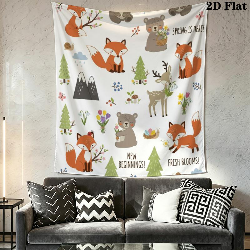 Cute Cartoon Wall Tapestry Aesthetic Wall Hanging Printed Fabric Blanket Decorative Tapestries for Bedroom Living Room Home Decor