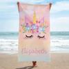 Personalisierbares Einhorn-Strandtuch mit Namen für Mädchen Jungen Schwimmen Sport Reisen Personalisierte Strandtücher Schnelltrocknend Personalisierbares Badetuch