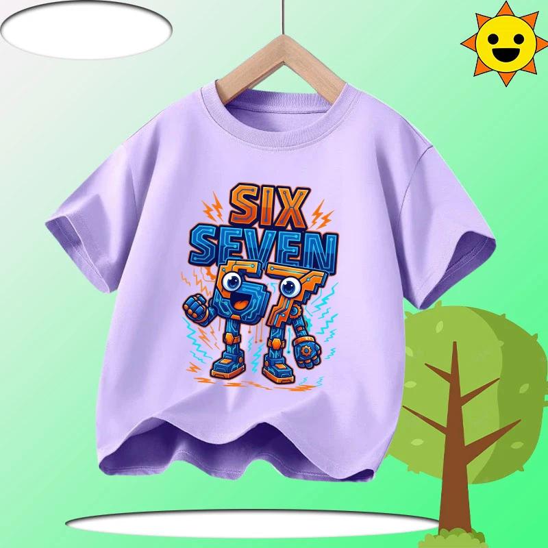 Funny Six Seven Italian Brainrot 67 Graphic Print T-Shirt Boy/Girl Summer Short Sleeved Kids Loose Comfortable Tshirt Tee Top
