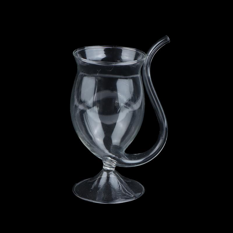 Borosilicate Glass Cocktail Cups With Built In Straw Transparent Design Perfect For Home Bar Parties Beverage Serving