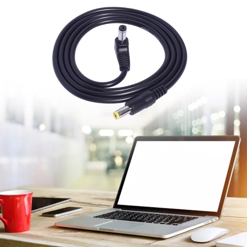 90 Degree DC5521 Male To Straight Head DC5521 Male Power Extension Cable Line for LED Light and Security Cameras 1m