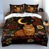 Cat, crescent moon, flowers. Bedding sets Duvet cover sets Duvet covers Pillowcases(1 * Duvet Cover 2 * Pillowcases without duvet insert)