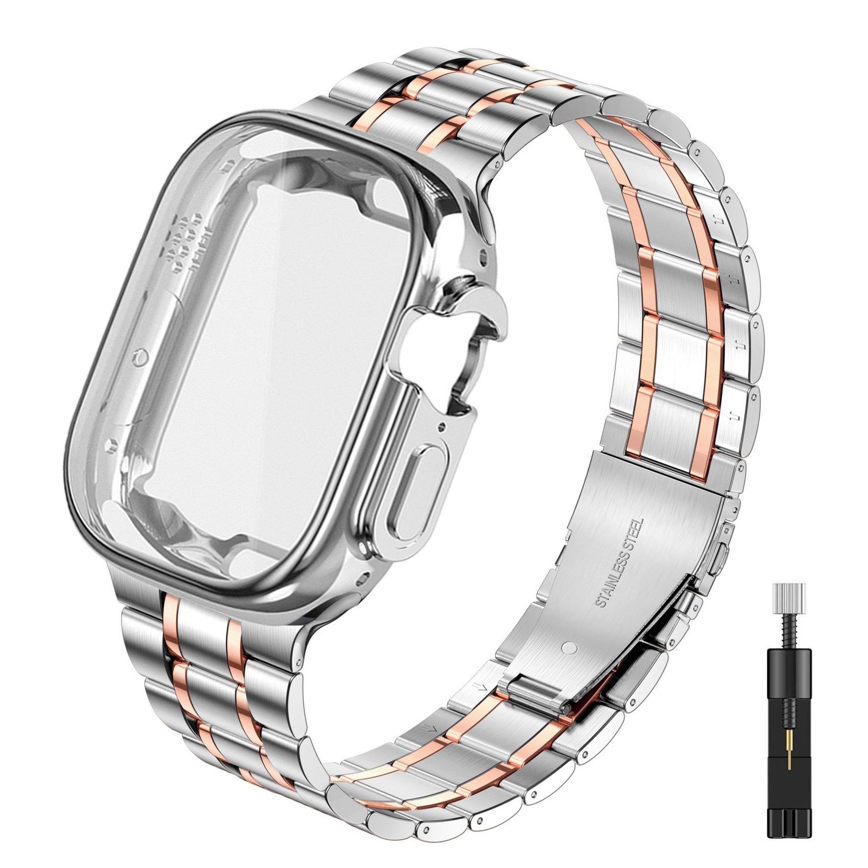 

case+Strap for Apple watch Ultra band 44mm 40mm 45mm 41mm 42mm 38mm Metal Stainless Steel bracelet iWatch Series 3 5 6 SE 7 8 49mm Ultra