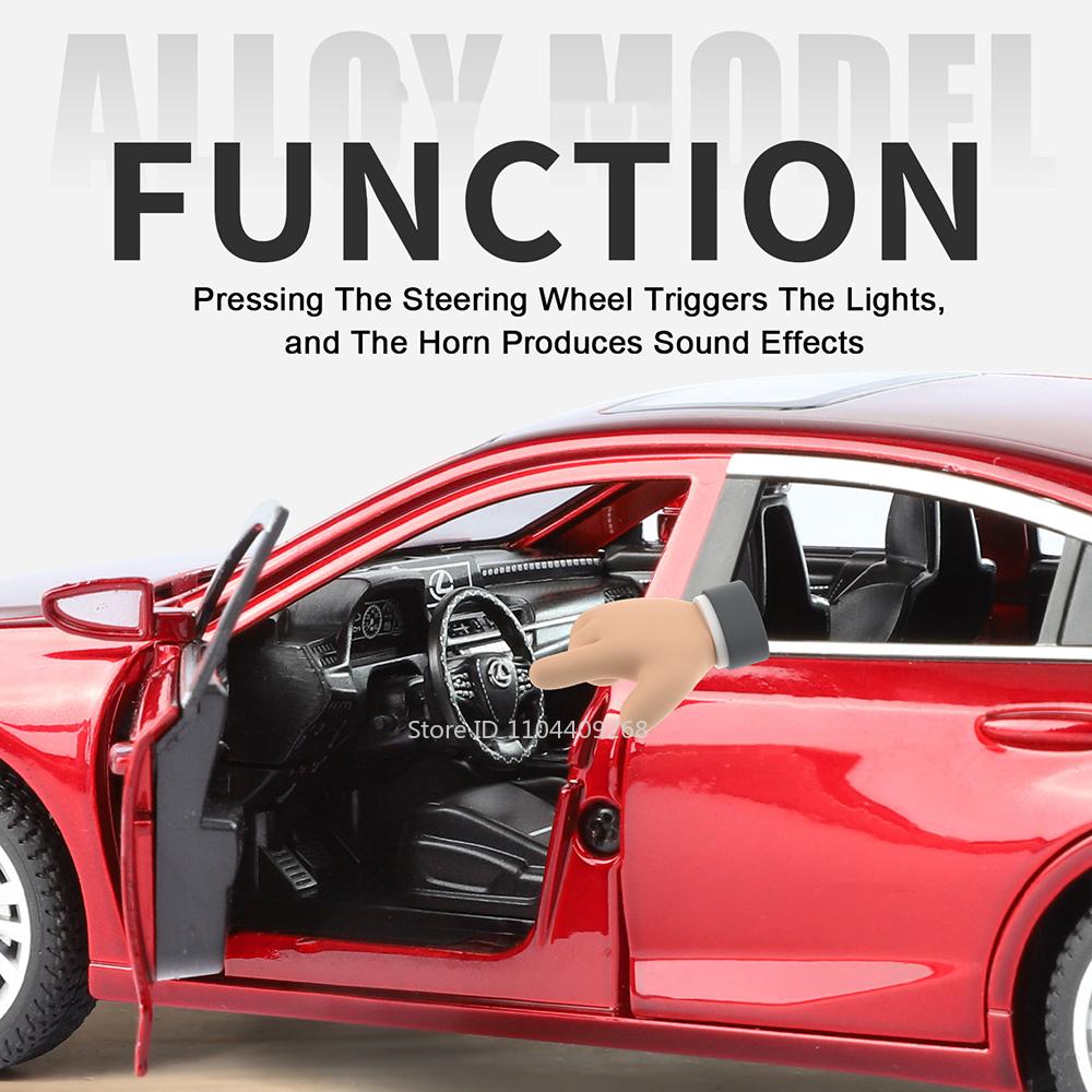 Scale 1:24 ES300H LM300H Car Model Toy Sound Light Pull Back Doors Opened Sports Cars Models Holiday Gifts for Children