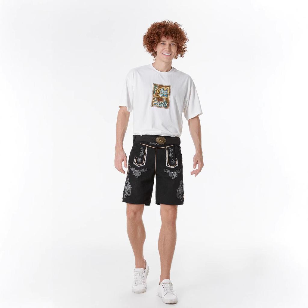 German Oktoberfest Men's Ethnic Shorts with Belt - Traditional Festival Party Wear