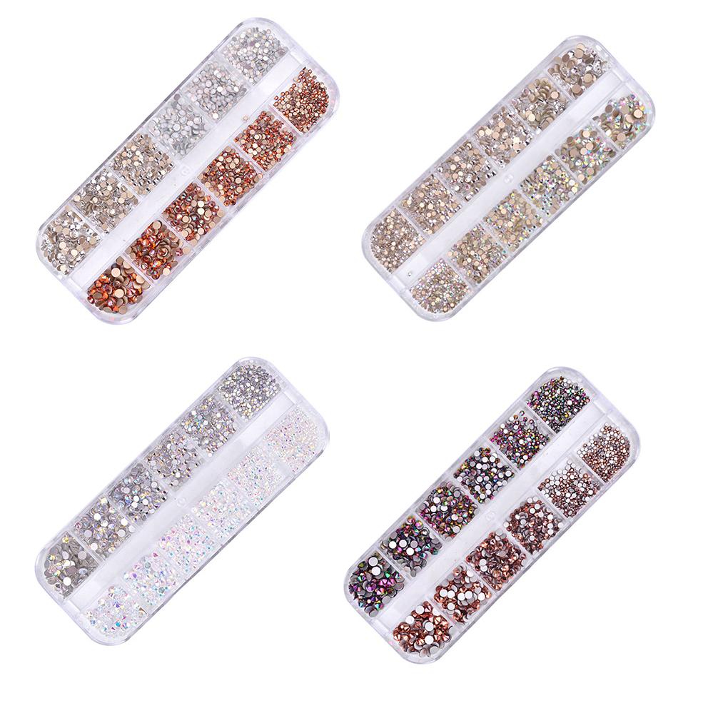1Box 12 Sheets Colorful Crystals Art Bling Shiny Rhinestones Decal Manicure Tool