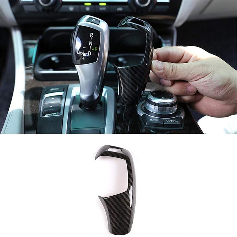 Black Carbon Fiber Look Gear Shifter Trim Cover For BMW 1 3 5 7 Series X3 X4 X5