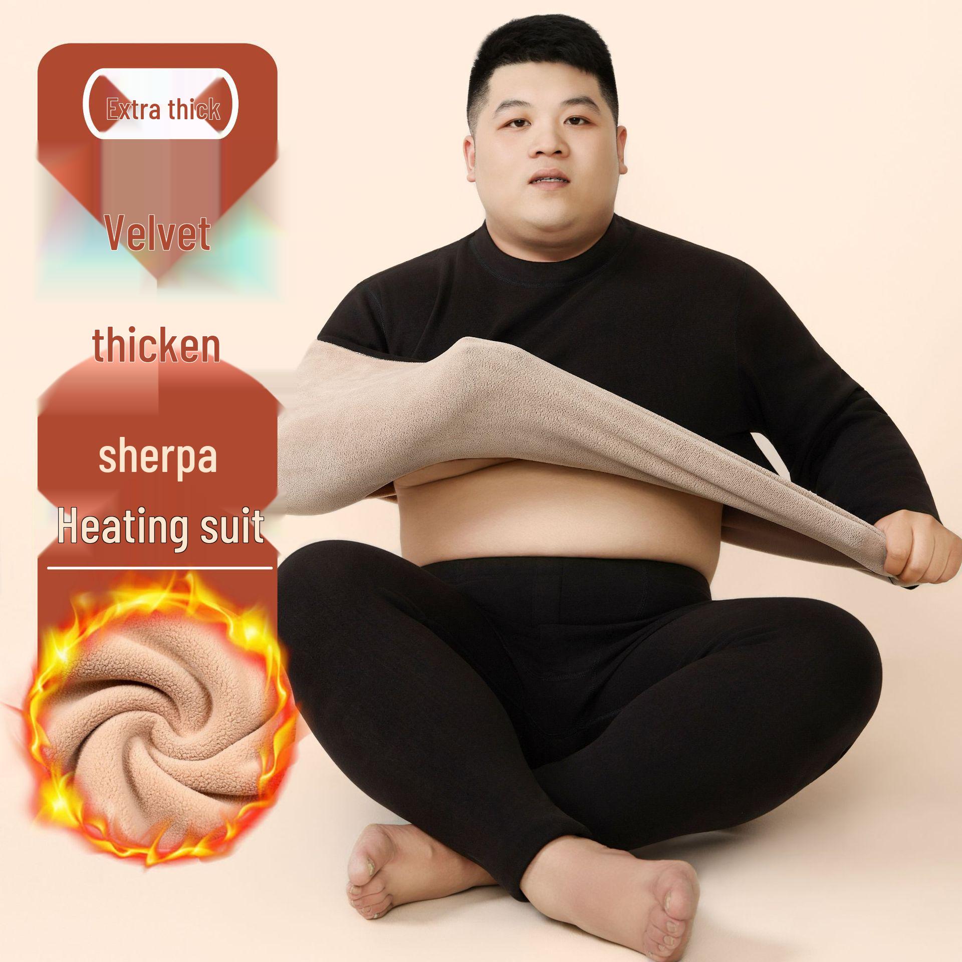 

Мужской комплект термобелья большого размера с флисовой подкладкой для осени и зимы XXXL