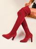 Fashion Women Boot Faux Suede Women Over The Knee Boots Lace Up Sexy High Heels Shoes Woman Female Autumn Solid Slim Thigh High Botas