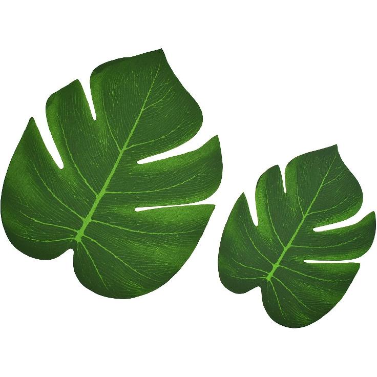 Maydahui 30 PCS Tropical Artificial Palm Leaves Monstera Party Decoration 3 Size Large Medium Small for Hawaiian Luau Party Jungle Beach Theme Table