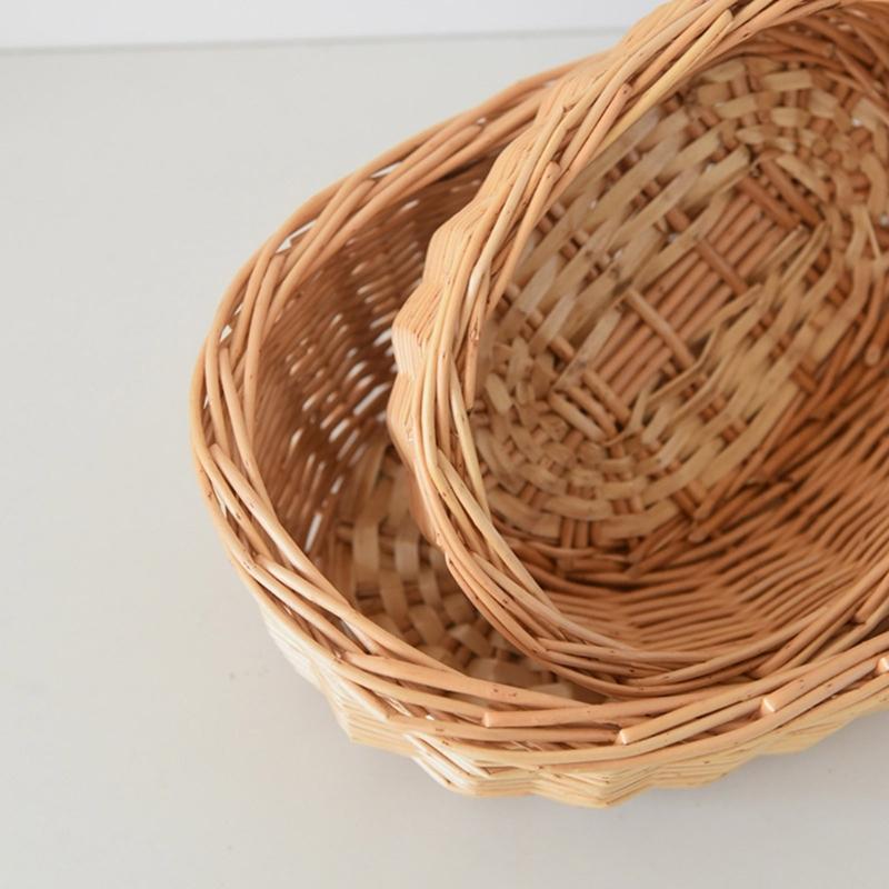 Handwoven Rattan Fruit Tray For Home Use Natural Materials Large Capacity Easy to Clean for Kitchen or Dining Room