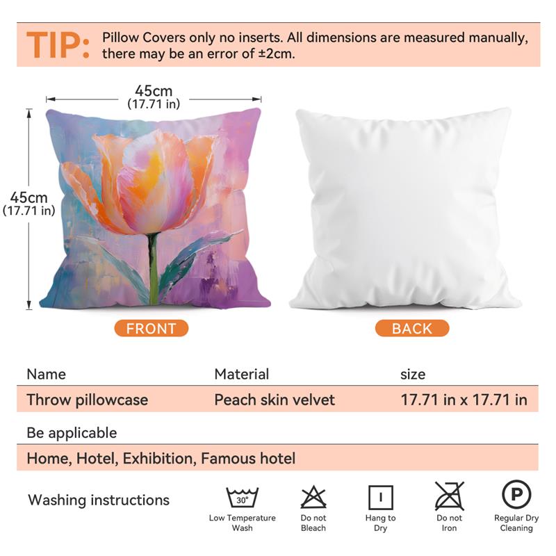 Abstract Tulip Oil Painting Cushions Pillowcase Printed Polyester 45X45Cm Throw Pillow Cover Decorative Sofa Cushion Pillowslip