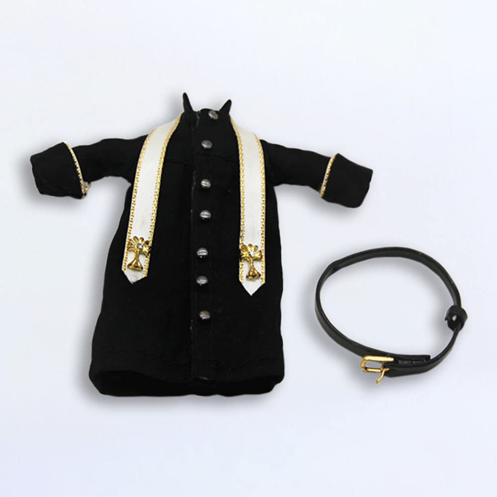 niannyyhouse OB11 size Obitsu doll 11cm body ribbon + belt + robe 3-piece set priest suit 112bjd doll clothes black priest doll clothes