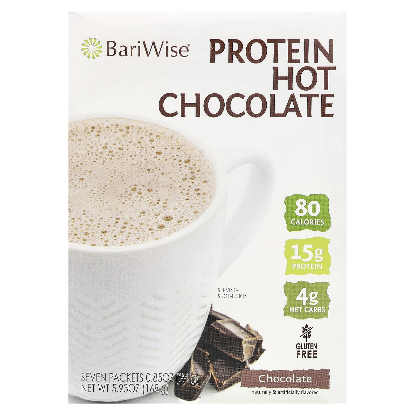 

BariWise, Protein Hot Chocolate, Chocolate, 7 packs, 0.85 oz (24 g) each