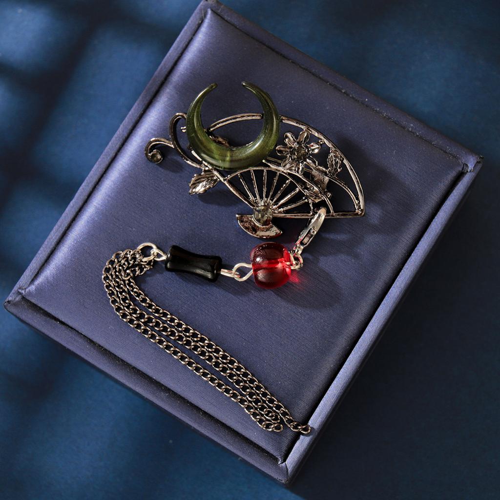 New Chinese Antique Fringed Fan Brooch Hollow Temperament Brooch High-End Fashion Autumn And Winter Coat Coat Accessories