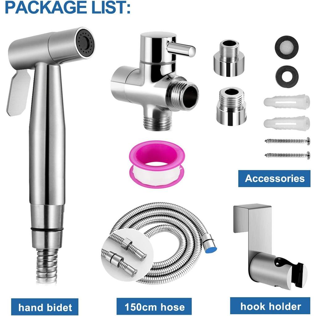 Toilet Bidet, Complete WC Kit, WC Kit, Sprayer For Daily Personal Hygiene, Toilet Shower Head with Hose, Adapters