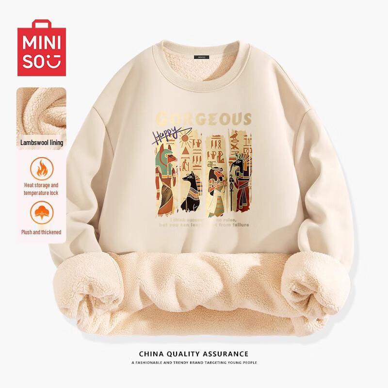 

MINISO Men s 2024 Winter Fleece-Lined Pullover Sweatshirt L