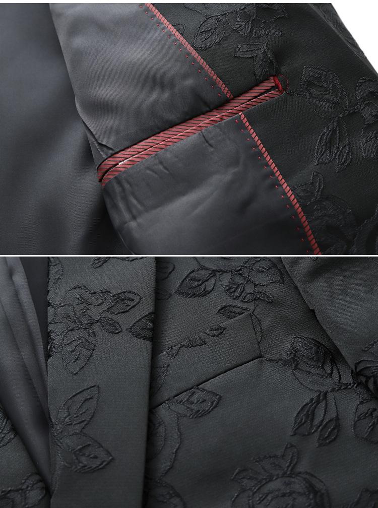 2025 Men's Stylish Embroidered Jacquard Slim Fit Suit Jacket for Spring/Autumn