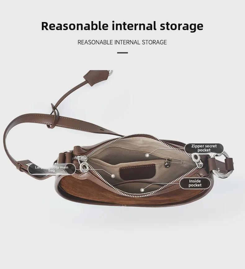 2025 Υψηλής Ποιότητας Ματ Δέρμα Μοσχαριού Τσάντα Ώμου Ημισελήνου - Ρετρό Ντιζάιν Νίχης