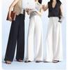 Petite Women's White Linen Wide-Leg Pants - Summer 2026, Lightweight, Wrinkle-Resistant, Extra Long, Casual Fit