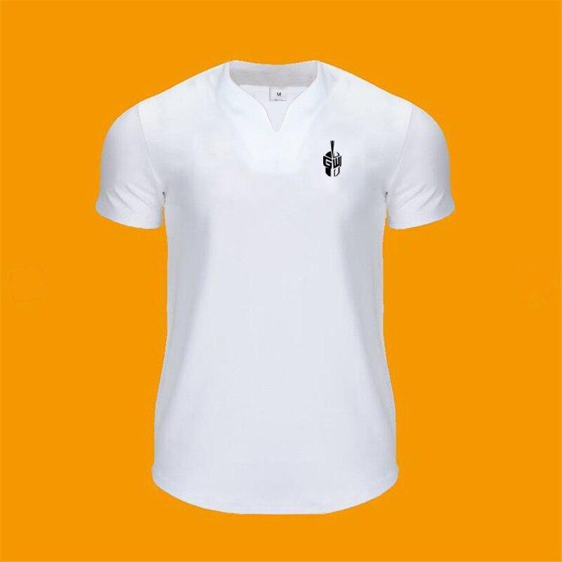Muscleguys New Sports V-neck Top Running Fitness Breathable Professional Training Short Sleeve T-shirt