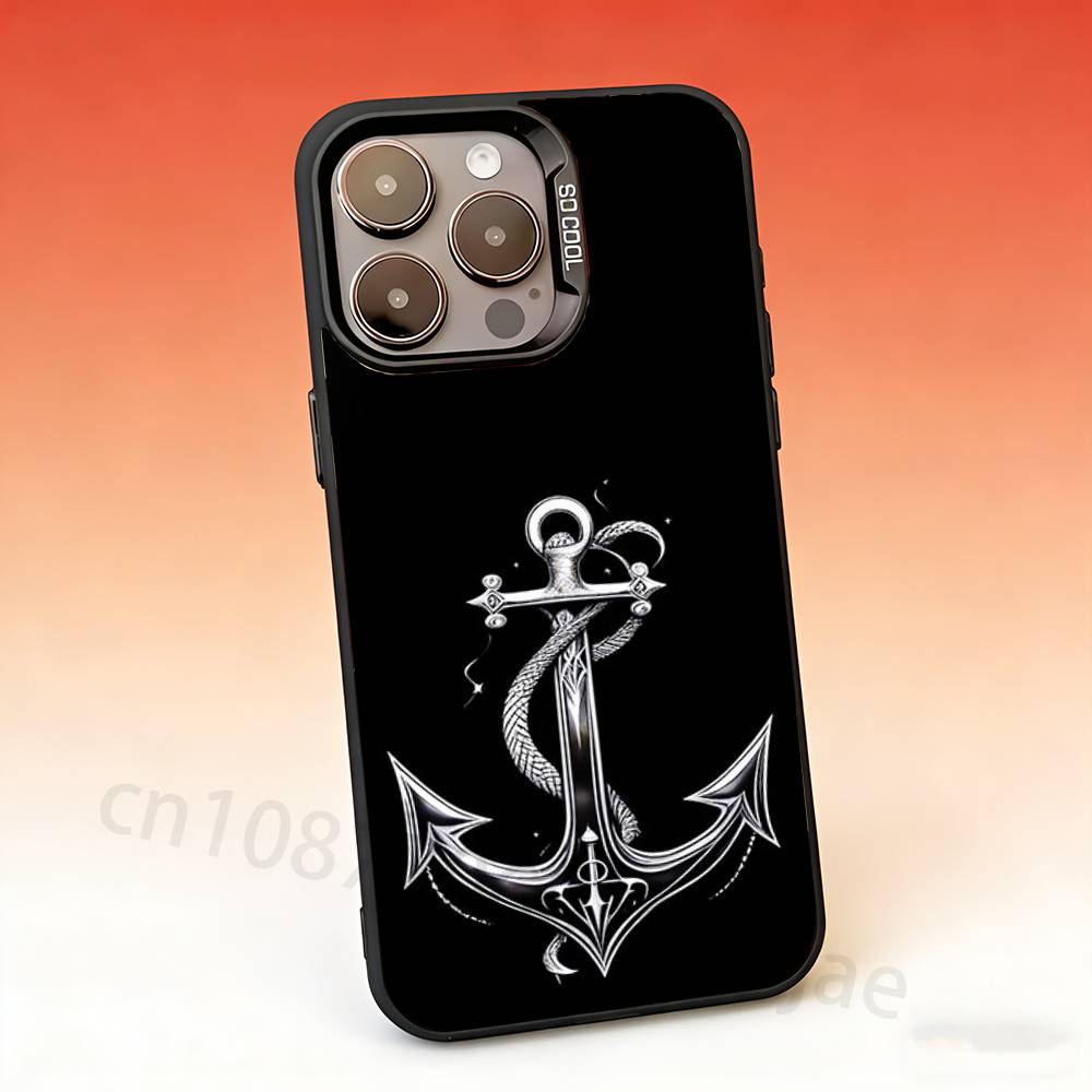 Anchor Boat Ship Wheel Phone Case For iPhone 17,16,15,14,13,12,11,Pro,Max,Plus,Mini Candy Matte Shockproof Cover