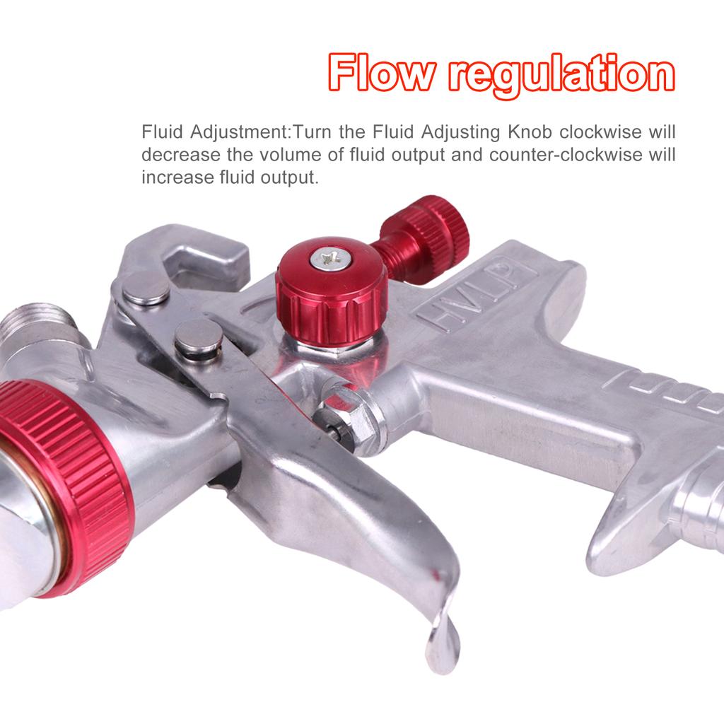 Professional HVLP Air Spray Gun Paint Sprayer 1000ML Gravity Feed Airbrush Kit For Car Furniture Painting - Red H827