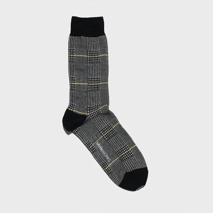 work#glen check / Glen check socks [yellow line]