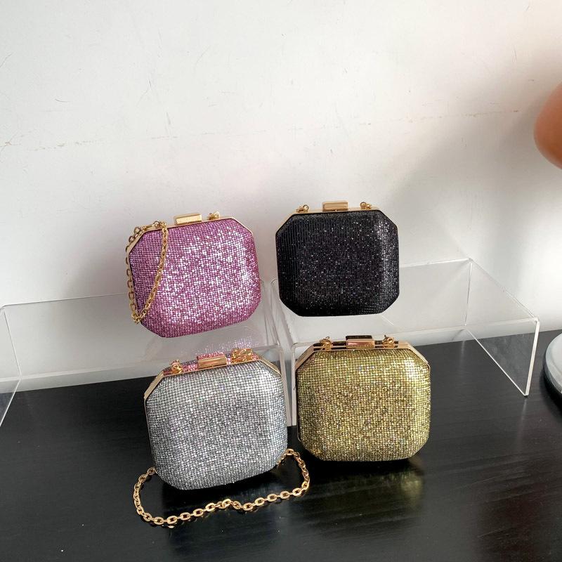 Damen Luxus Glänzende Diamant Abendtasche Kastenform Bankett Handtasche Damen Neu Strass Party Tasche Clutch