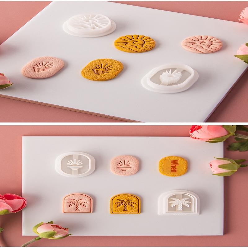 Sunset By The Sea Polymer Clay Cutters Diy Embbossed Making Pottery Clay Earrings Jewelry Pendant Tools