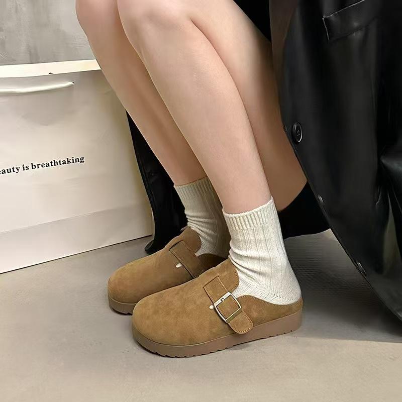 

Birkenstock shoes women s 2025 new super fire thick-soled custom bag head half slippers outer wear versatile bag head empty women s shoes 40 светло-коричневого