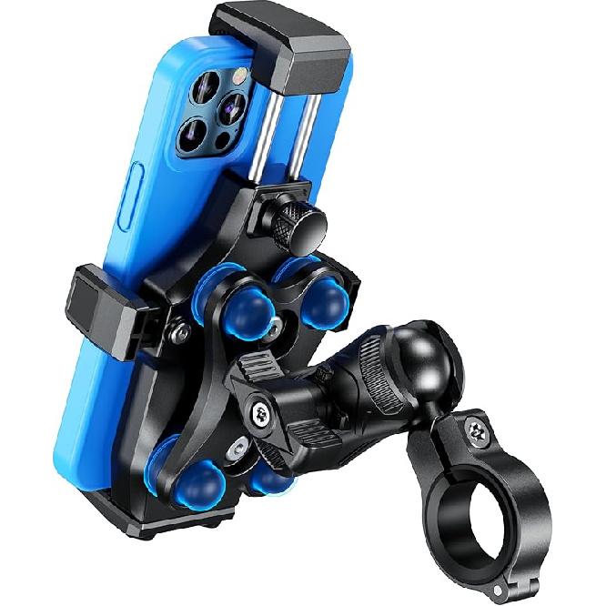 Kewig Motorcycle Phone Mount- [Vibration Dampener] [High-Speed Secure Lock] Motorcycle Cell Phone Holder, Bike Phone Handlebar Mount For 4.7-7.2