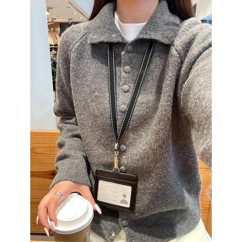 Milk yellow age-reducing dopamine knitted top cardigan women's autumn and winter single-breasted lapel shoulder sleeve sweater jacket