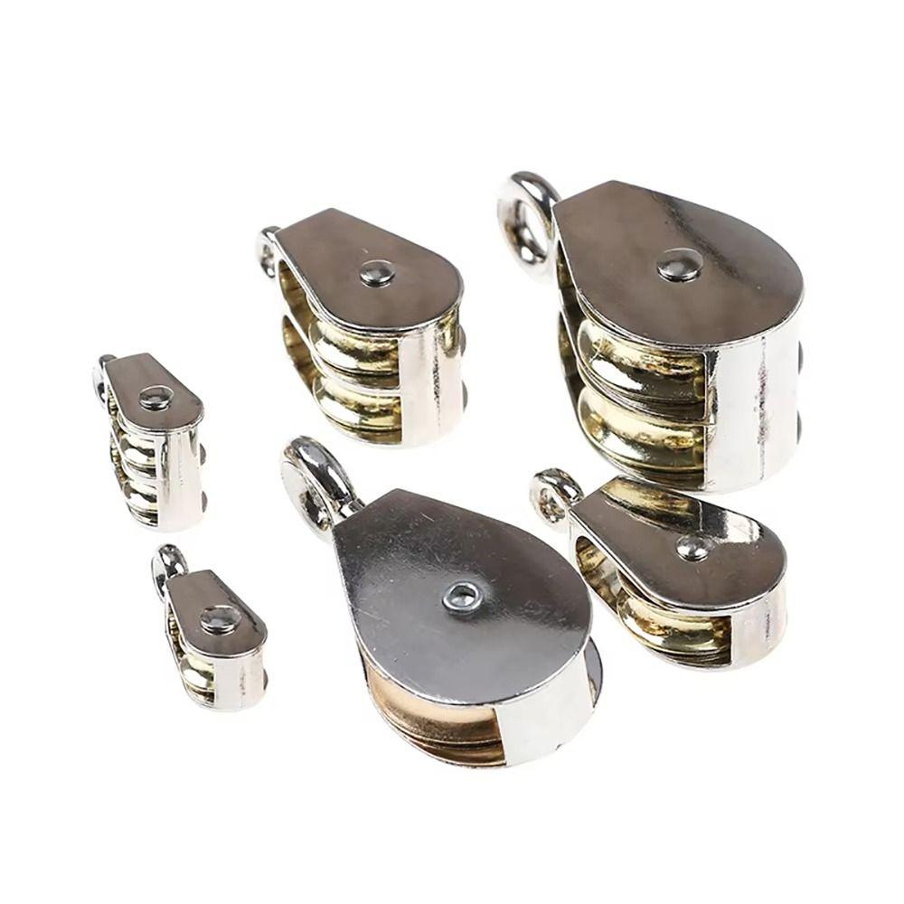 

1Pcs New 36/52/75mm Fixed Pulley Mini Single/Double Wheels Messenger Pulley Zinc Alloy Metal Sheave Tackle Lifting 36mm Single
