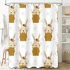 Adorable Rabbit Shower Curtain Bath Decor with Flower Crown Design for Bathroom Rustic Country Cottage Style Room Decoration
