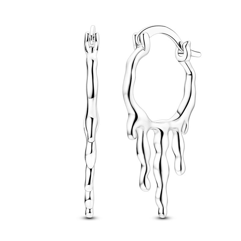 Original 925 Silver Hoop Earring Zirconia Irregularity Stud Earring For Women Engagement Birthday Jewelry Gift