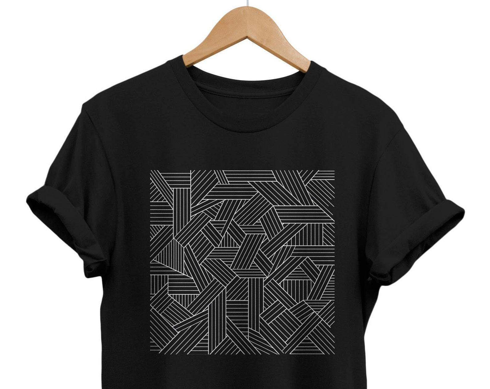 Abstract Geometric Line Art T-Shirt, Minimalist Tee S