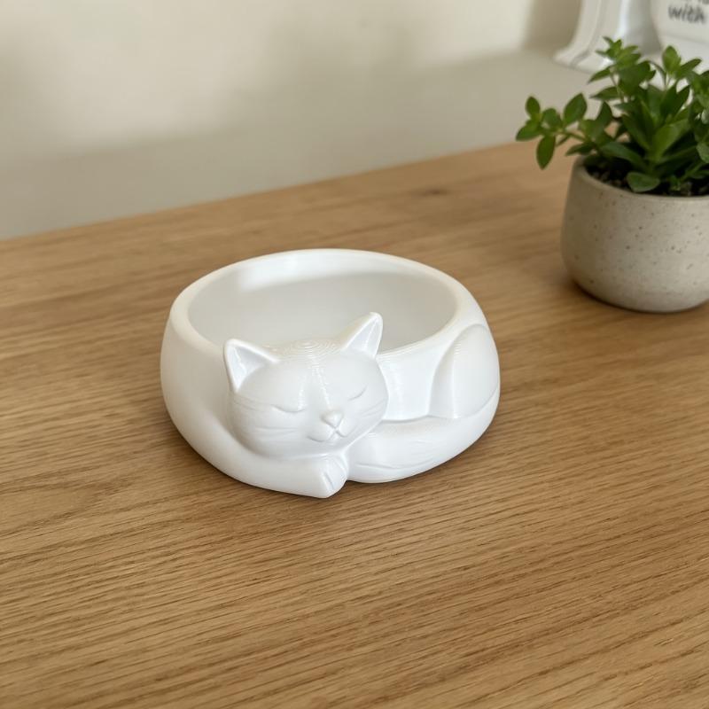 3D Printed Sleeping Cat Bowl, Cute Cat-Shaped Decorative Bowl for Pet Food, Succulent Planter, Jewelry Storage, Home Decor Gardening Gift,home Decor