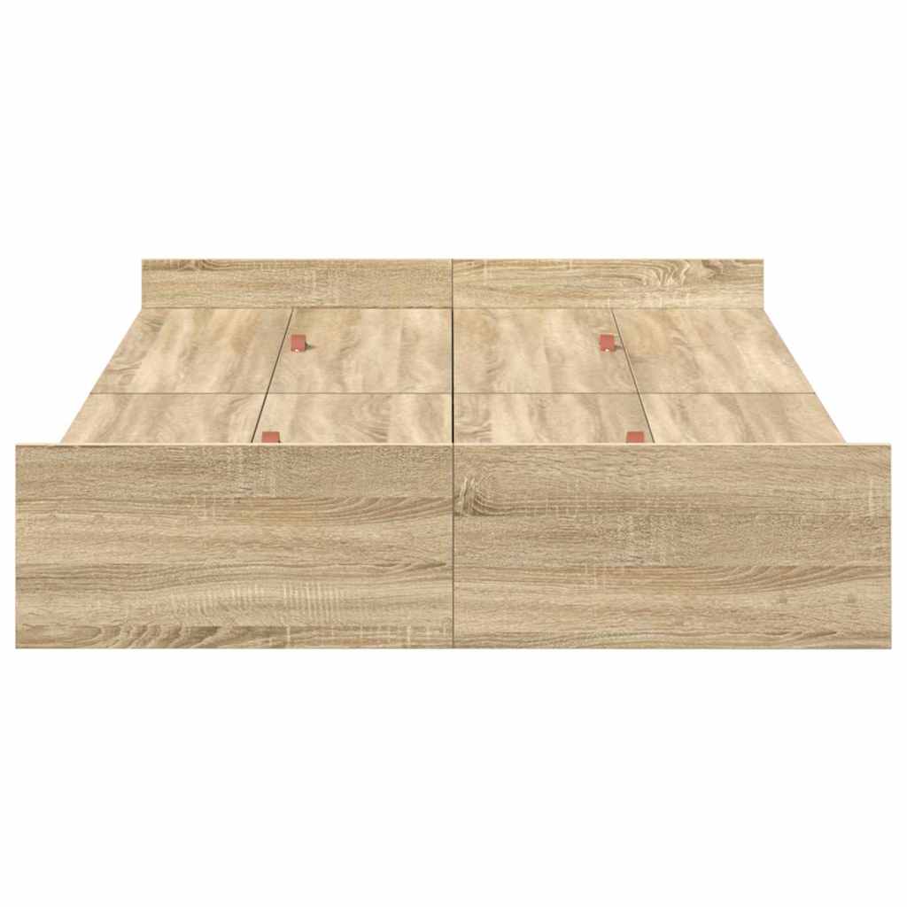 Storage Bed Frame with Headboard Sonoma Oak 120 x 190 cm