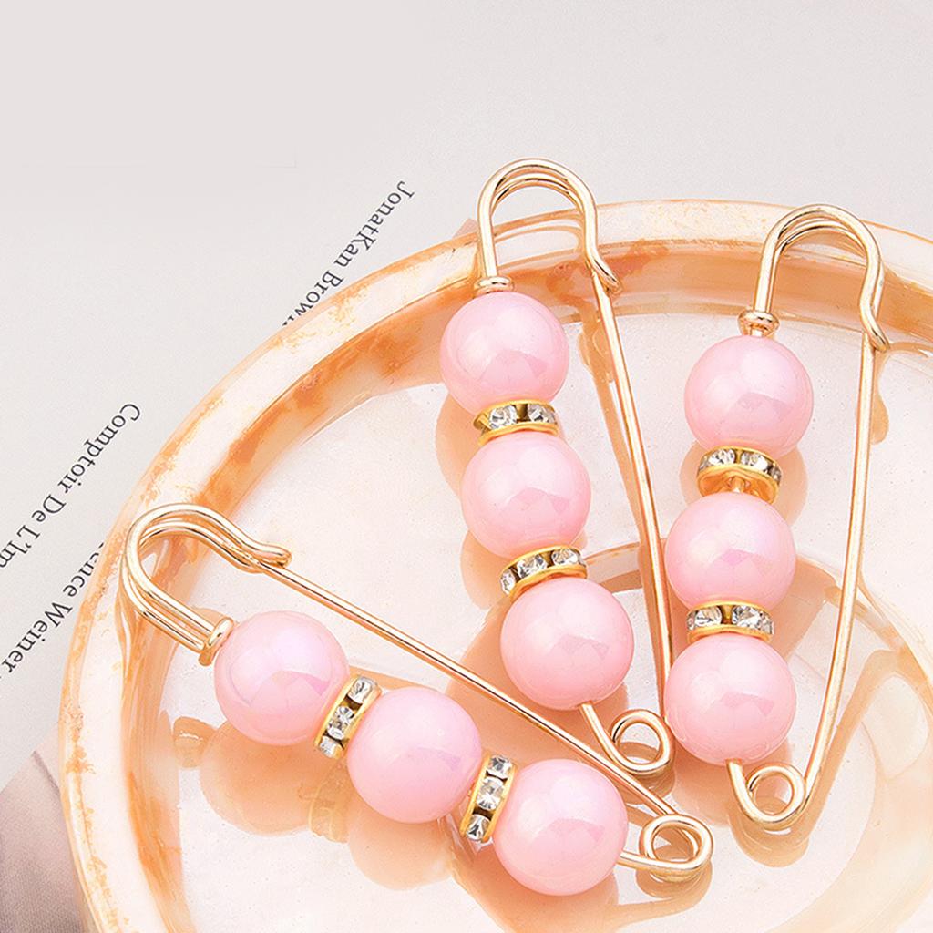 3Pcs Pearl Waist Cincher No Slip Pin Adjustable Waistband Clips for Pants Skirts Safety Pins for Women