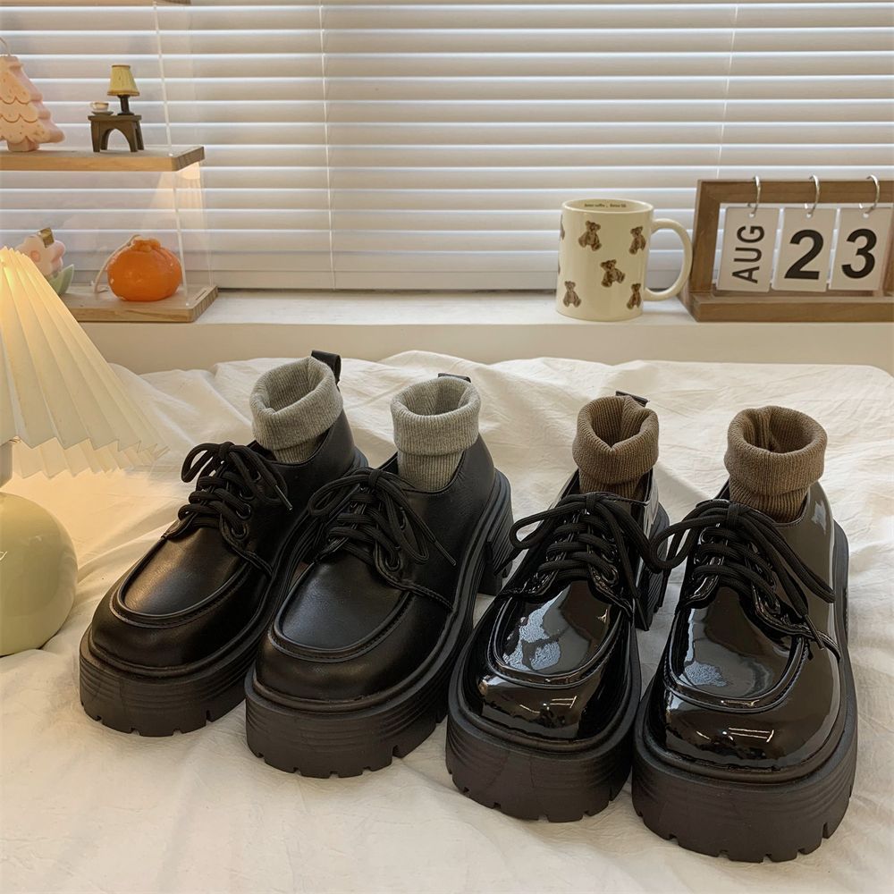 British retro platform small leather shoes women's 2025 autumn and winter new versatile college jk with skirt single shoes