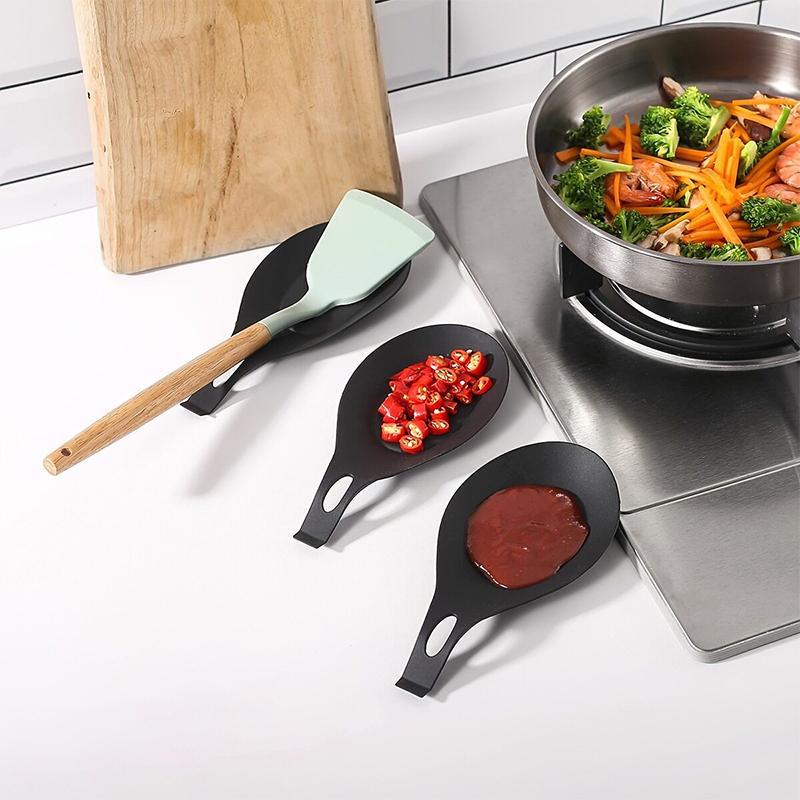 Ceramic Spoon Rest Large Utensil Holder Heat Resistant for Cooking Coffee Kitchen Non Slip Surface