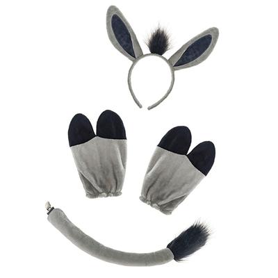 Adjustable Donkey Ears Tail Hooves Set Soft Plush Role Play Costume Accessories for Kids Adults Parties